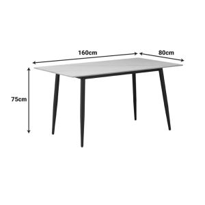 Gustas-renish dining table and chairs set, 7 pieces, marble gray-boucle gray, 160x80x75cm