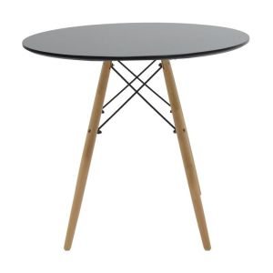 Комплект трапезарни маси от 5 части Julita-caron Mdf в черно-натурален цвят D80x76см