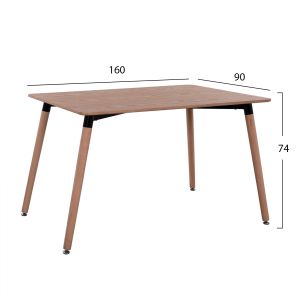 Dining table set 5 pieces Table 160x90 and Armahcir chairs in gray suede Hm11347,01