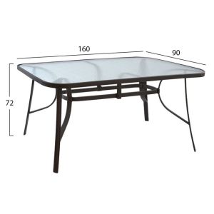 Комплект трапезна маса 7 части Hm10564,01 с маса 160x90x72cm от кафяв метал