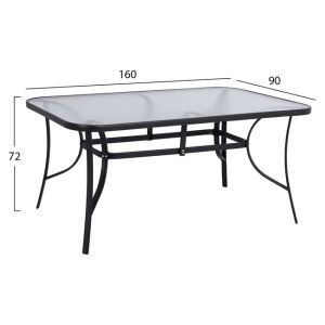 Комплект трапезна маса 7 части Hm10564,01 с маса 160x90x72cm от сив метал