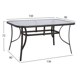 Комплект трапезна маса 7 части столове с възглавници и маса 150x90 Hm10572,02 кафяв цвят