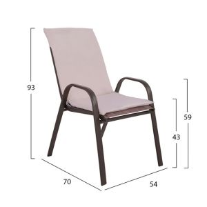 Комплект трапезна маса 7 части столове с възглавници и маса 150x90 Hm10572,02 кафяв цвят