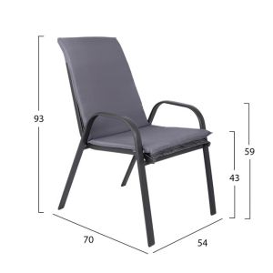 Комплект трапезна маса 7 части столове с възглавници и маса 160x90 Hm10571,01 сив цвят