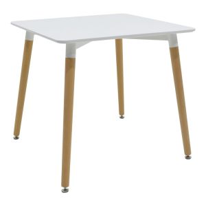 Комплект трапезна маса Bella-natali от 3 части, Mdf, бяло-естествени крака, 80x80x76 см