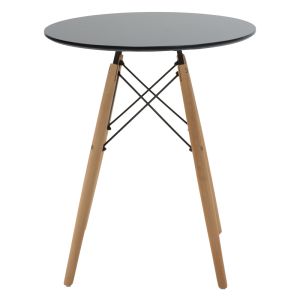 Комплект трапезна маса Ezra-julita от 3 Pp-mdf в черно-натурален цвят D60x73cm