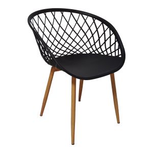 Комплект трапезна маса Ezra-julita от 3 Pp-mdf в черно-натурален цвят D80x73см