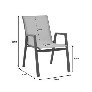 Lafla-azelie 7-piece dining table set, aluminum and plywood in champagne color in a natural shade 160-240x100x75cm
