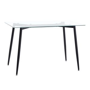 Quana-ezra 5-piece dining table set, 8 mm glass, transparent - black legs 120x70x75 cm
