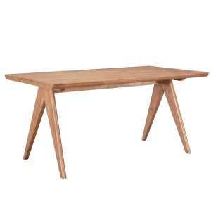 Winslow 7-piece dining table set, rubber wood in light walnut shade 160x85x75cm