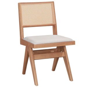 Winslow 7-piece dining table set, rubber wood in light walnut shade 160x85x75cm