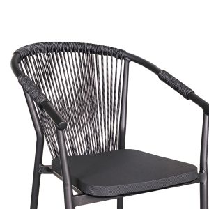 DINING TABLE AND CHAIRS SET KLITON-CONVINCE 3-PIECE ALUMINUM IN ANTHRACITE COLOR 80X80X74CM