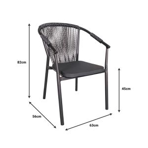 DINING TABLE AND CHAIRS SET KLITON-CONVINCE 3-PIECE ALUMINUM IN ANTHRACITE COLOR 80X80X74CM
