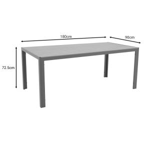 DINING TABLE AND CHAIRS SET NARES-CONVINCE 7-PIECE ANTHRACITE ALUMINUM AND NATURAL PLYWOOD 180X90X72.5CM