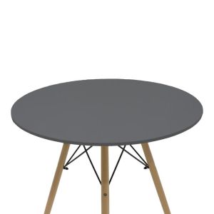5-piece dining table set Julita-parker Madf in black-natural color D80x73cm