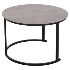Coffee table set 2 pcs Talos Hm18140.04 ceramic top with a look of gray marble φ70+φ50