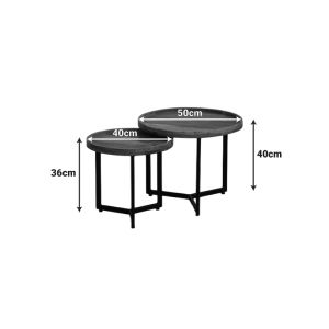 Kelly 2-piece coffee table set, mango wood, natural black color