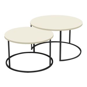 Solme 2-piece coffee table set with cream-black metal legs