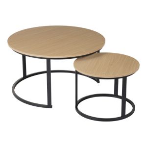 Set of coffee tables Solme I 2 pcs. in oak color with black metal legs