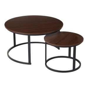 Set of coffee tables Solme I 2 pcs. in walnut color with black metal legs