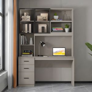Computer desk-library Citoro MDF in beige color 120x50x180cm