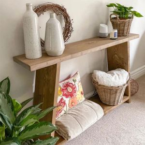 Console Edgar solid pine wood 35mm 139x29x90cm