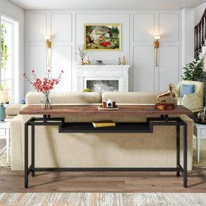 Onole walnut console - black metal 180x35x82cm