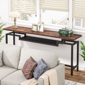 Onole walnut console - black metal 180x35x82cm