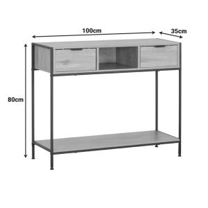 Console Regando in oak color with black metal 100x35x80cm