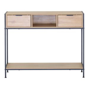 Console Regando in oak color with black metal 100x35x80cm