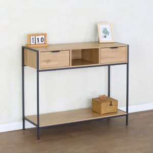Console Regando in oak color with black metal 100x35x80cm