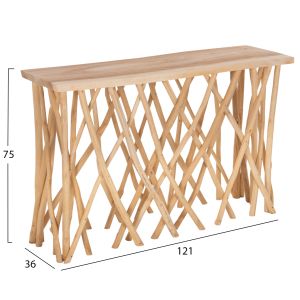 Конзола Rustic Style Naturally клони тиково дърво 3cm 121x36x75hcm Hm9805