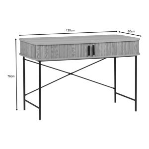 Scandi console mdf/metal in natural color with black metal legs 120x60x76.5cm