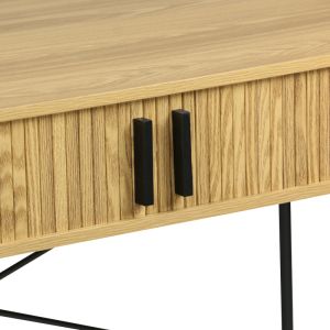 Scandi console mdf/metal in natural color with black metal legs 120x60x76.5cm