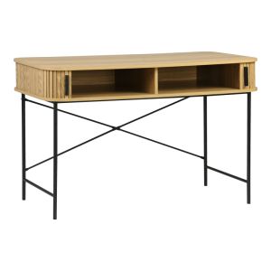 Scandi console mdf/metal in natural color with black metal legs 120x60x76.5cm