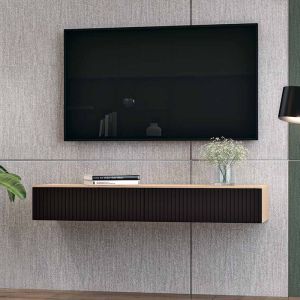 Конзола с 2 чекмеджета Doha от Mdf в черен и дъбов цвят 120x41x20см