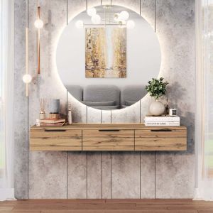 Конзола с 3 чекмеджета Doha в черен и дъбов цвят 120x39x22см