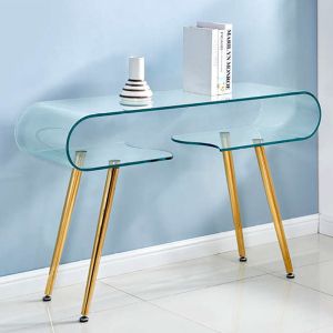 Console table Gusto Clear Club tempered glass 10mm gold metal legs 120x35x73cm Glass Line