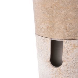 Conical marble sink in cream and white color D40x90hcmhm7808,02