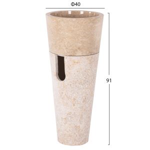 Conical marble sink in cream and white color D40x90hcmhm7808,02