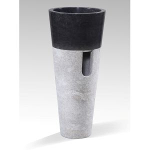 Conical sink made of black and gray marble D40x90hcmhm7808,01