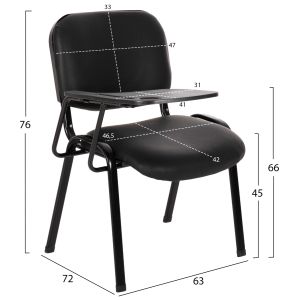 Conference chair with desk, black fabric HM11942