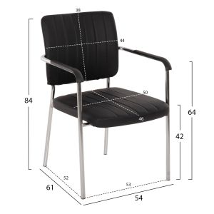 Conference chair with armrests, black 56.5x59x85cm Hm1070.01