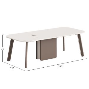 Conference table Newline Hm18278 melamine in cream white - aluminum legs 240x110x75cm