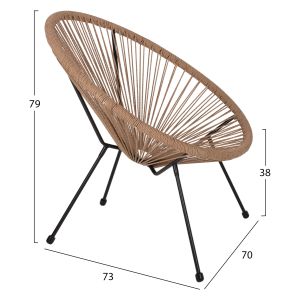 Acapulco armchair with black metal frame Hm5871,01 70x73x79hcm