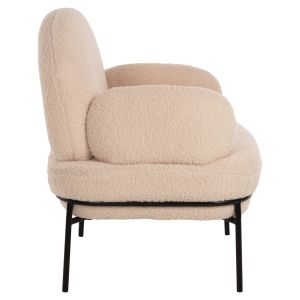 Armchair Agnes Hm9525,20 boucle ecru with black metal legs 74x71x83hcm