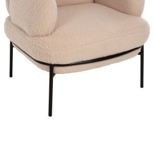 Armchair Agnes Hm9525,20 boucle ecru with black metal legs 74x71x83hcm