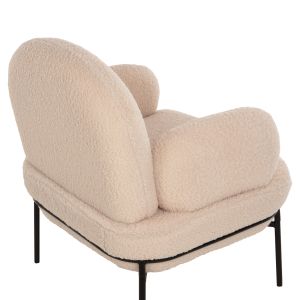 Armchair Agnes Hm9525,20 boucle ecru with black metal legs 74x71x83hcm