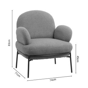 Agnes Jaycob armchair, cream boucle with black metal legs 74x71x83cm
