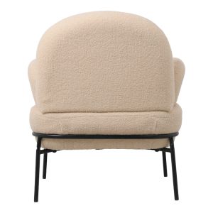 Agnes Jaycob armchair, bouclé, Brown Tampa color, with black metal legs, 74x71x83cm